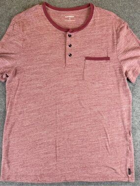 Express Men’s Heather Rose Pink Henley Short Sleeve Pocket Tee Size M